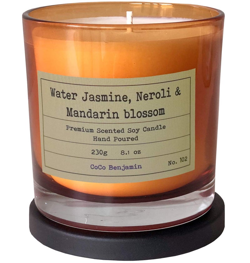 CoCo Benjamin 100% Soy, Highly Scented, Hand Poured Soy Candle (Water Jasmine,Neroli & Mandarin Blossom) - Image 1